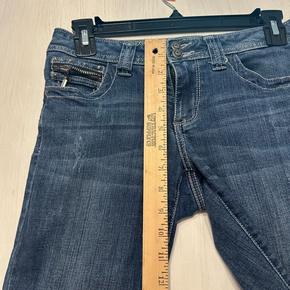 Cache Bootcut Jeans Size 2 Dark Wash Embellished Back Pockets Mid Rise - Picture 4 of 10